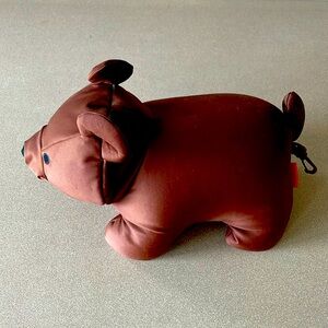 Kikkerland Zip and Flip Brown Bear Travel Comfortable & Breathable Neck Pillow